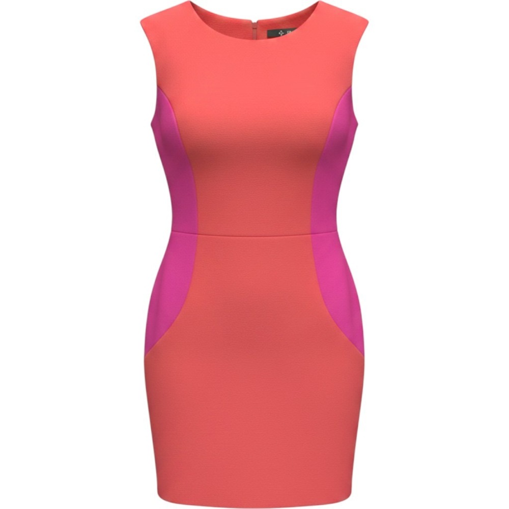 NEW 16  Ronni Nicole womens colorblock orange hot pink‎ sleeveless career dress